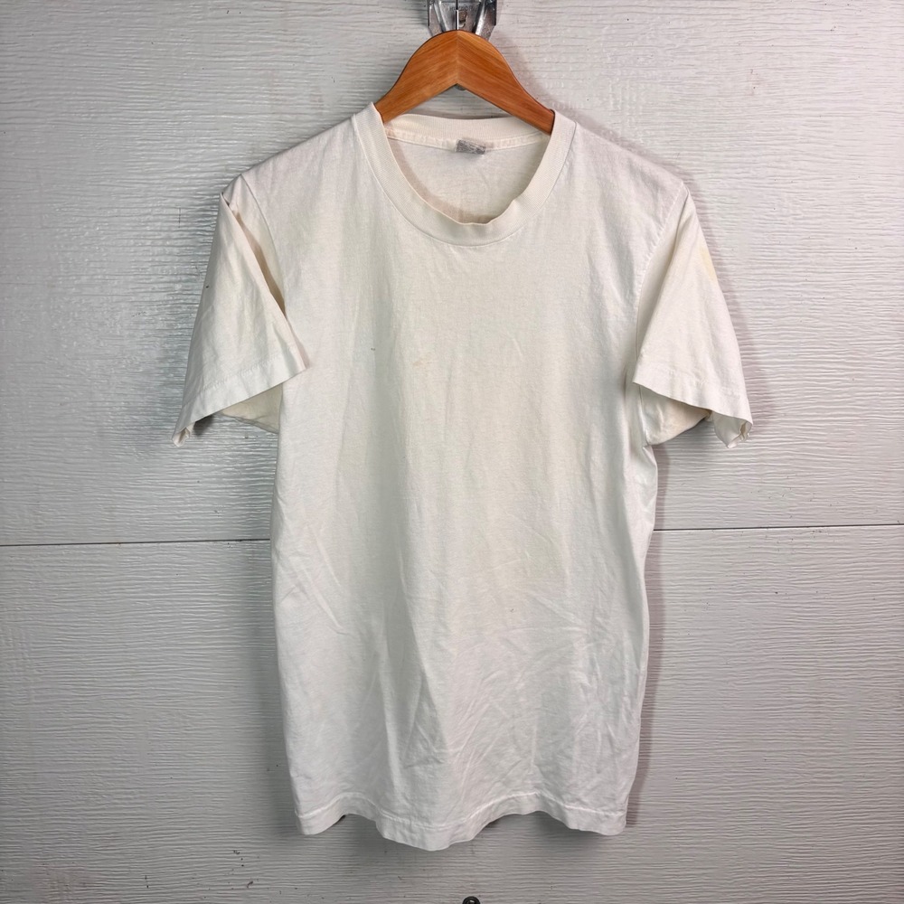 Vintage BVD Single Stitch White Blank T Shirt XL 46-48 Made USA 90s